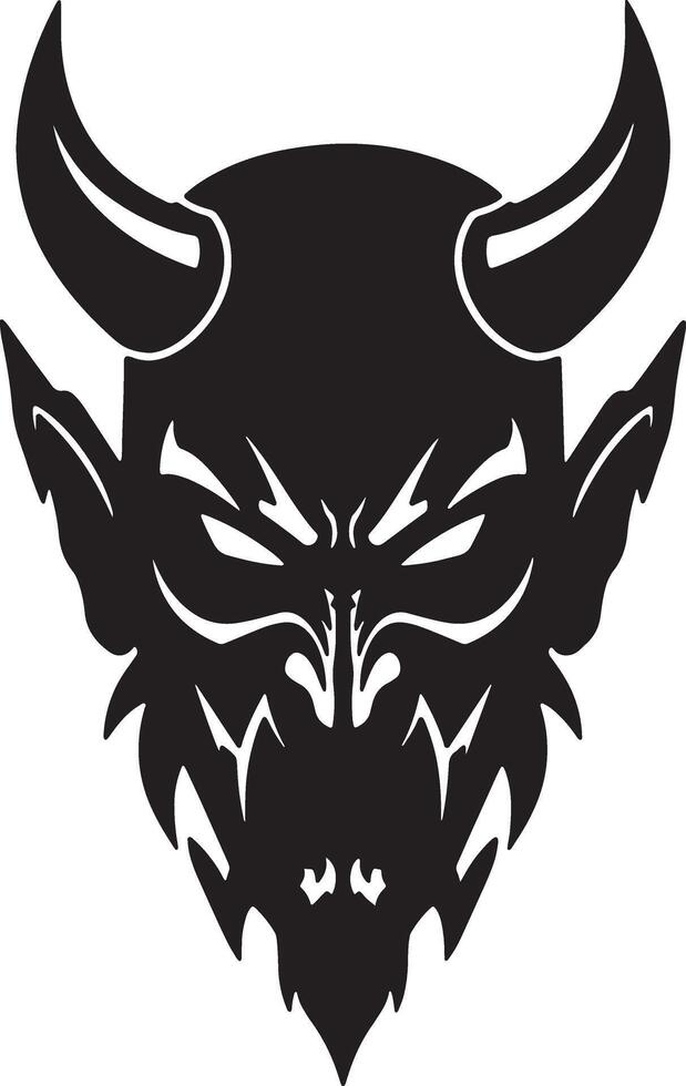 Menacing Devil Head Silhouette Fierce, Dark Graphic Design for Halloween, Metal, or Gothic Projects - Professional digital artwork with vibrant colors and detailed composition vector