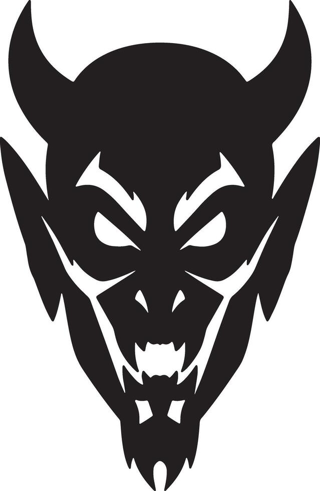 Menacing Devil Head Silhouette A Glaring, Dark, and Ominous Halloween Design Illustration - Professional digital artwork with vibrant colors and detailed composition vector