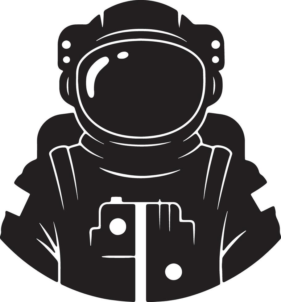 Mysterious Black and White Silhouette of an Astronaut Exploring the Cosmos in a Somber Mood vector