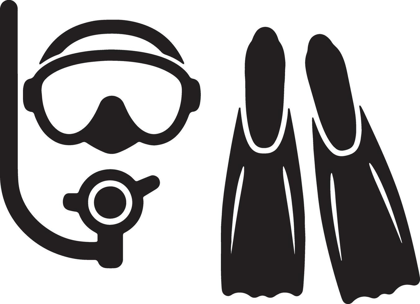 Dive into the Oceans Depths Serene Underwater Scuba Diving Gear Icon Set - Professional digital artwork with vibrant colors and detailed composition vector
