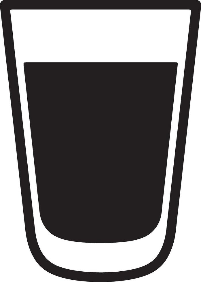 Simple Black and White Illustration of a Glass of Water, Depicting Refreshment and Hydration on a White Background vector