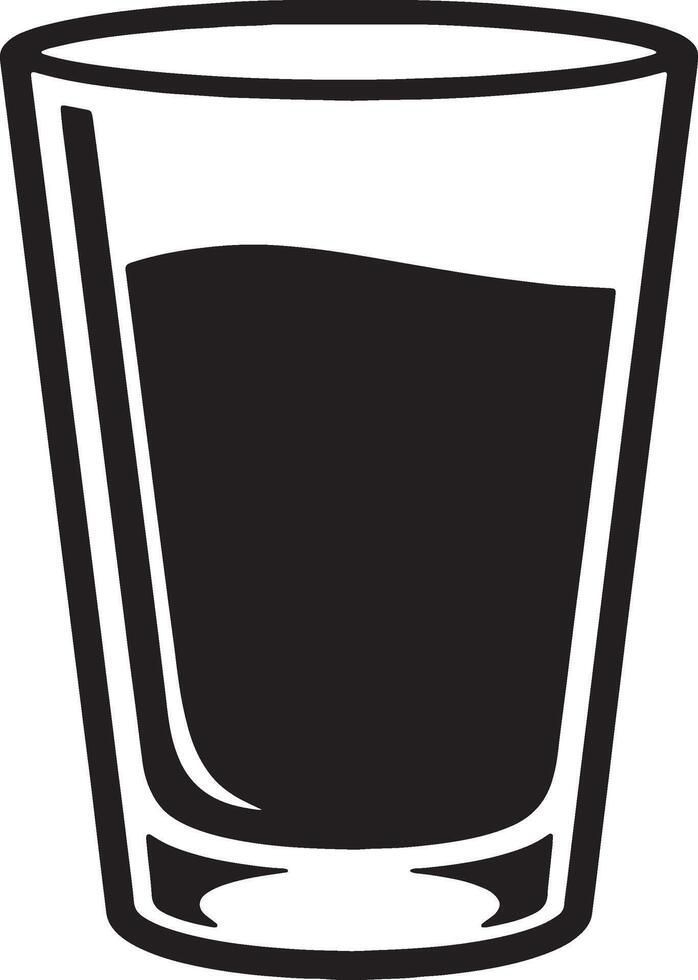 Simple Black and White Illustration of a Glass of Water, Depicting a Refreshing and Clean Mood in a Minimalist Style vector