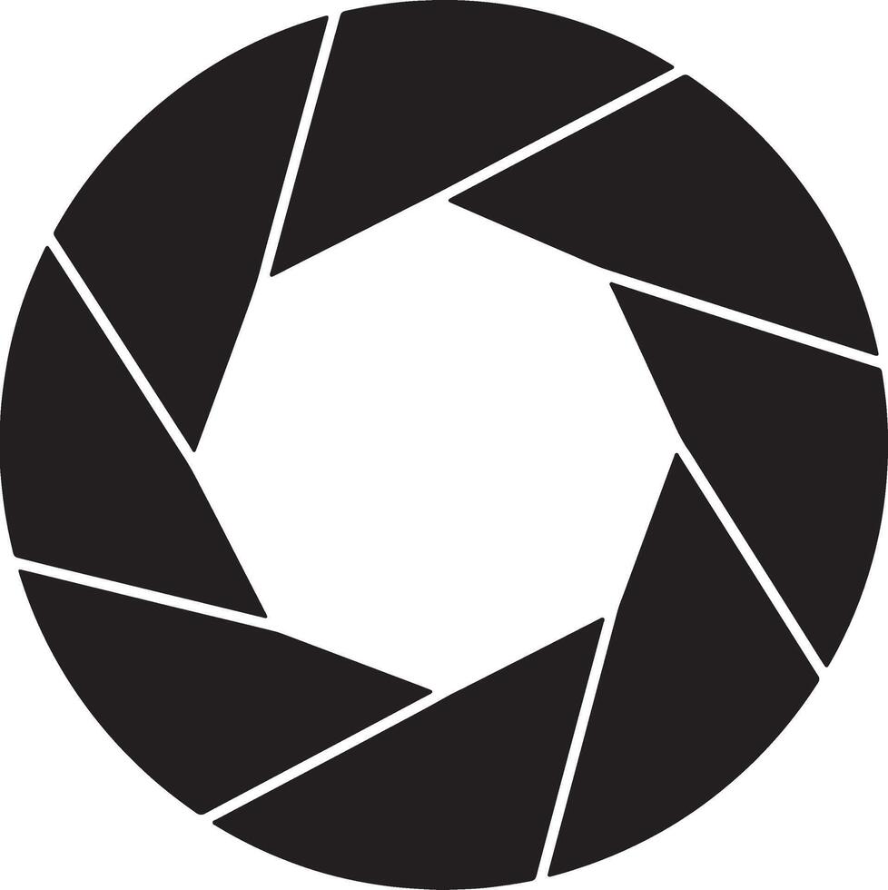 Striking Monochrome Camera Aperture Icon A Dramatic, Symbolic Close-up of a Black and White Shutter in a Circular Design vector