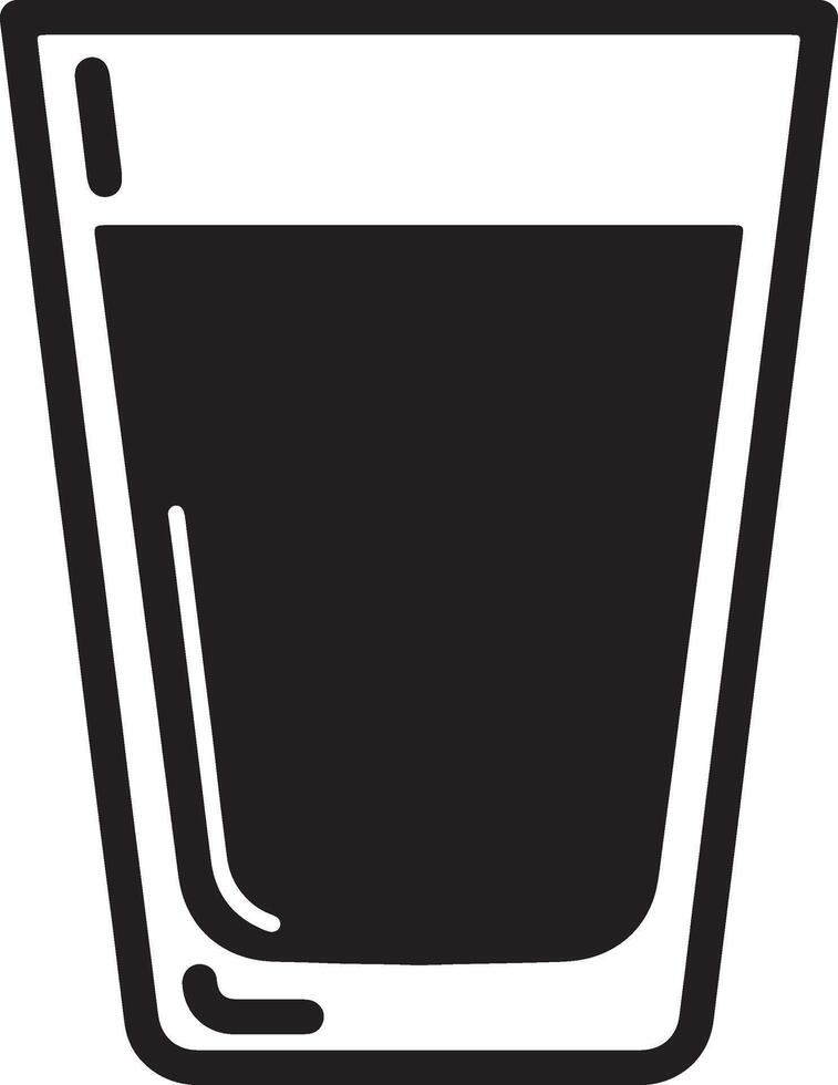 Simple Black and White Illustration of a Glass of Water, Refreshing Drink in a Glass, Clean and Minimalist Design, Perfect for Hydration Themed Designs. vector