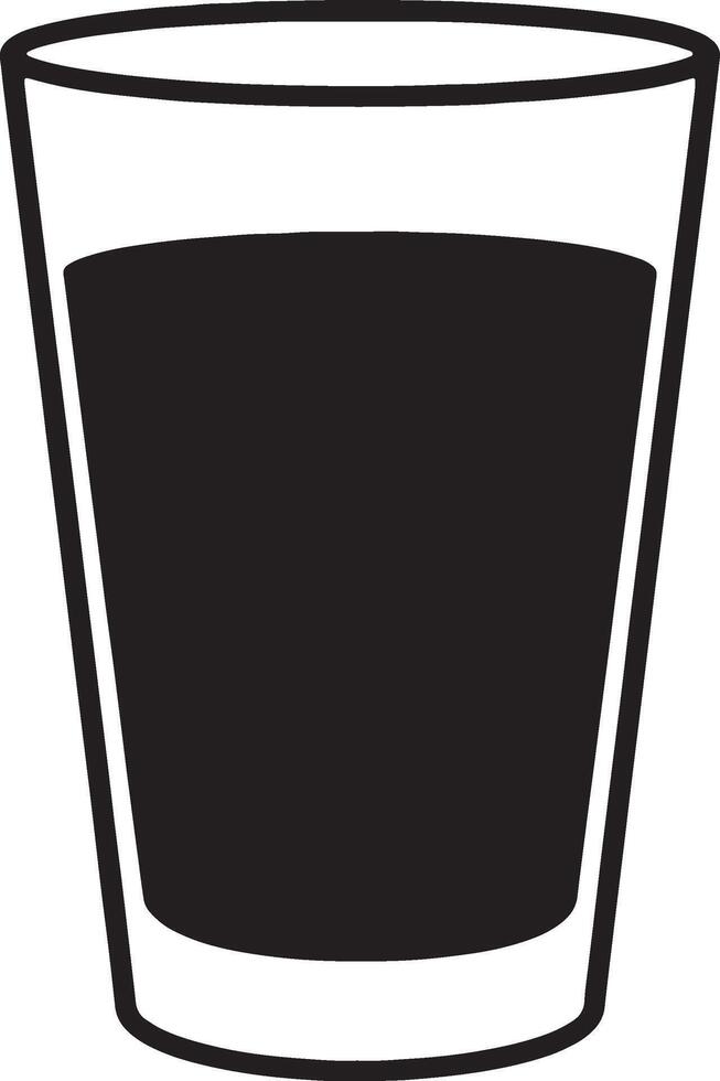 Simple Black and White Illustration of a Glass of Water, Refreshing Drink in a Tall Glass, Minimalist Design, Clean and Crisp Image vector