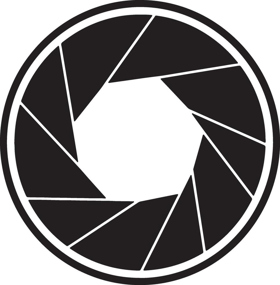Dramatic Black and White Camera Lens Aperture Icon A Stylish Graphic Design Element for Photography, Art, and Branding vector