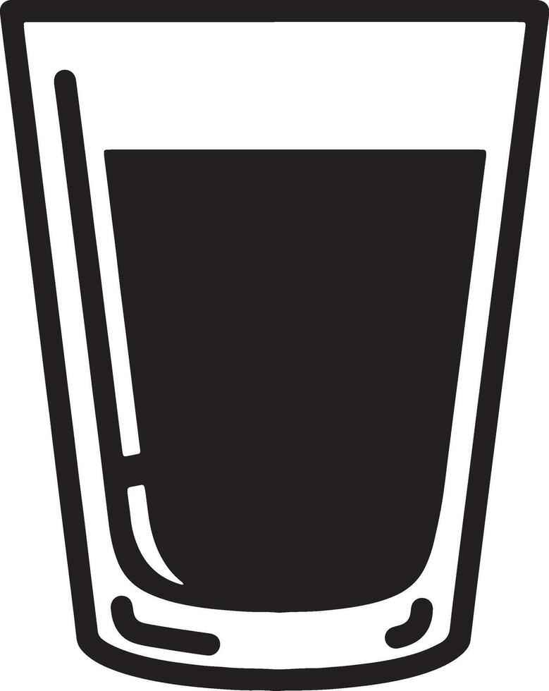 Simple Black and White Illustration of a Shot Glass Filled with Dark Liquid, Perfect for Bar, Pub, or Cocktail Menu Design vector
