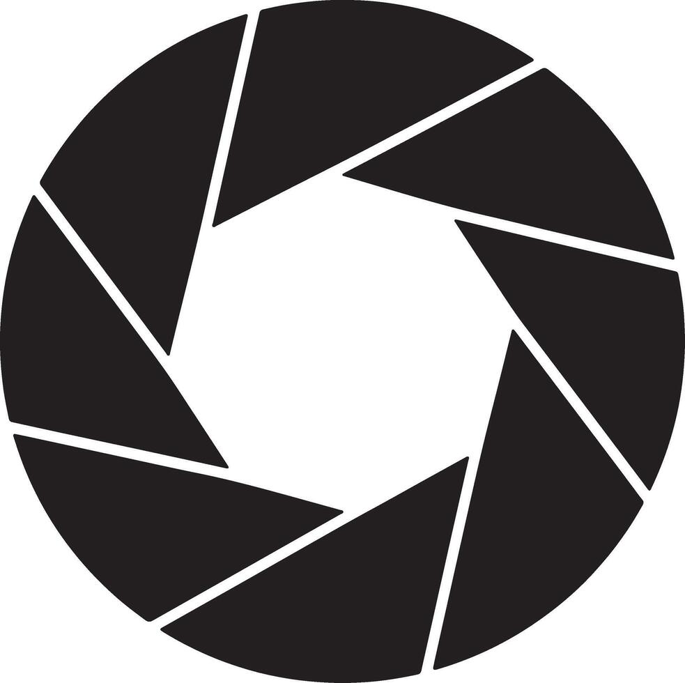Dramatic Black and White Camera Aperture Icon A Striking Graphic Design Element for Photography Projects vector