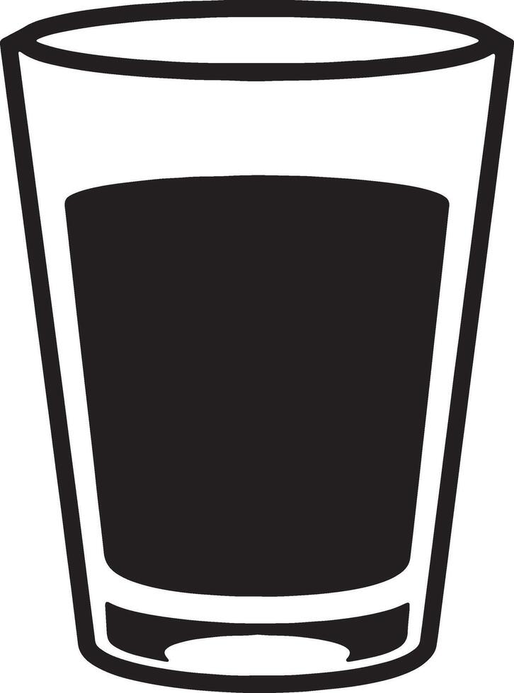 Simple Line Drawing of a Glass of Dark Liquid, Mysterious and Moody Cocktail, Isolated on White Background vector
