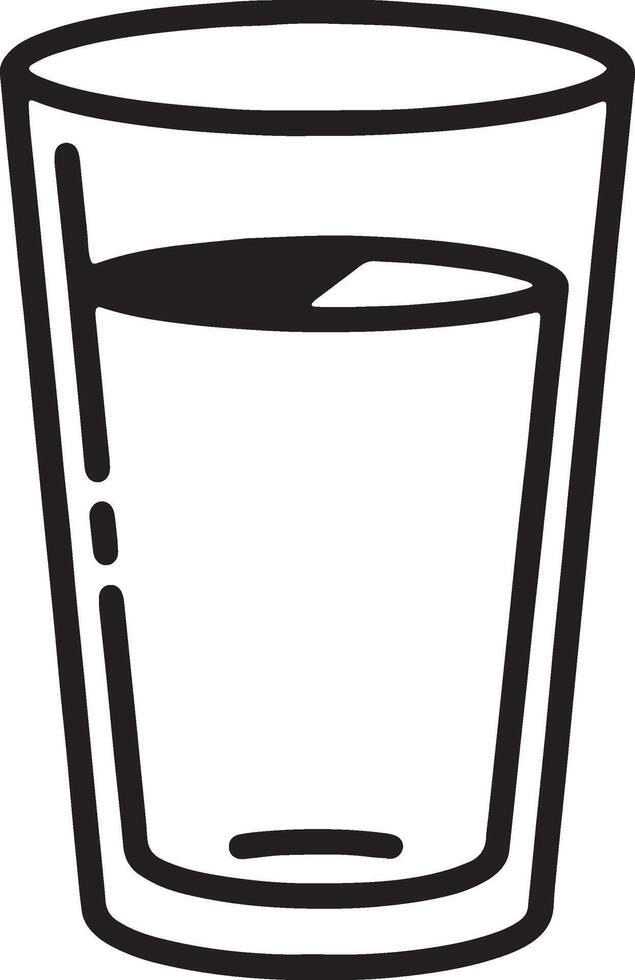 Simple Line Drawing of a Glass of Water, Refreshing Drink in a Glass, Clean and Pure Hydration, Thirst-Quenching Beverage, Simple Graphic vector