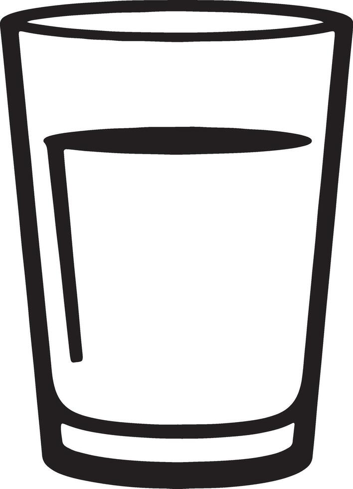 Simple Line Drawing of a Glass of Water Refreshing, Clean, and Thirst-Quenching Beverage in a Transparent Glass vector