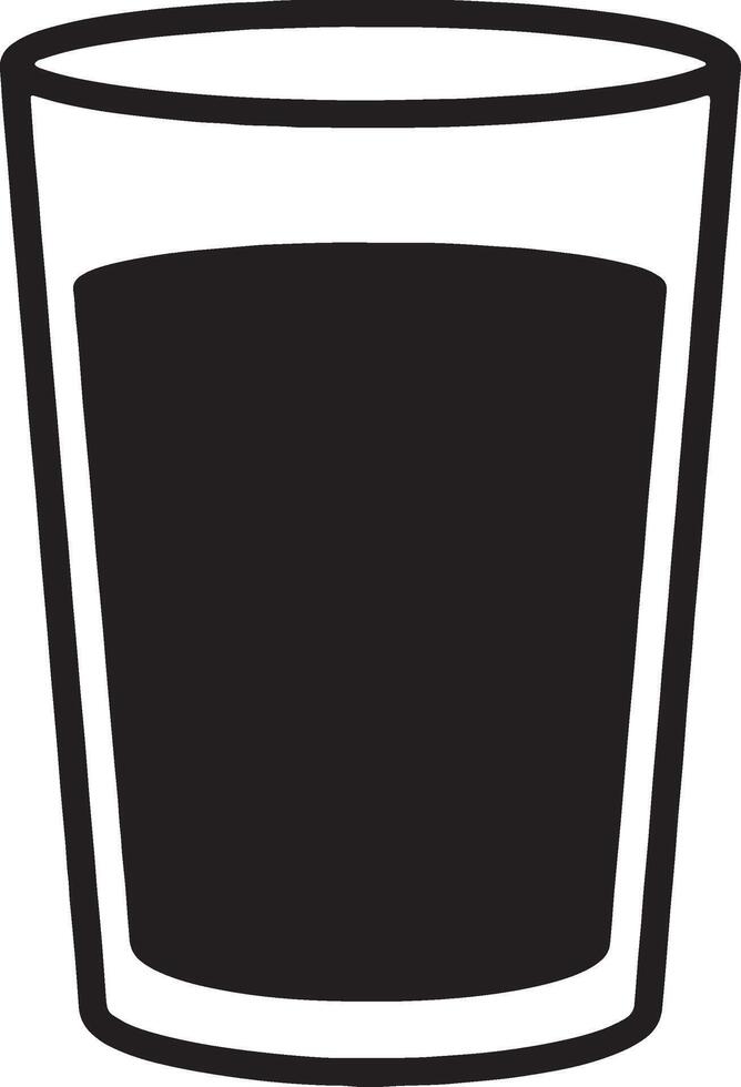 A Simple Line Drawing of a Glass of Dark Liquid, Evoking a Mysterious and Serene Mood in a Minimalist Style vector