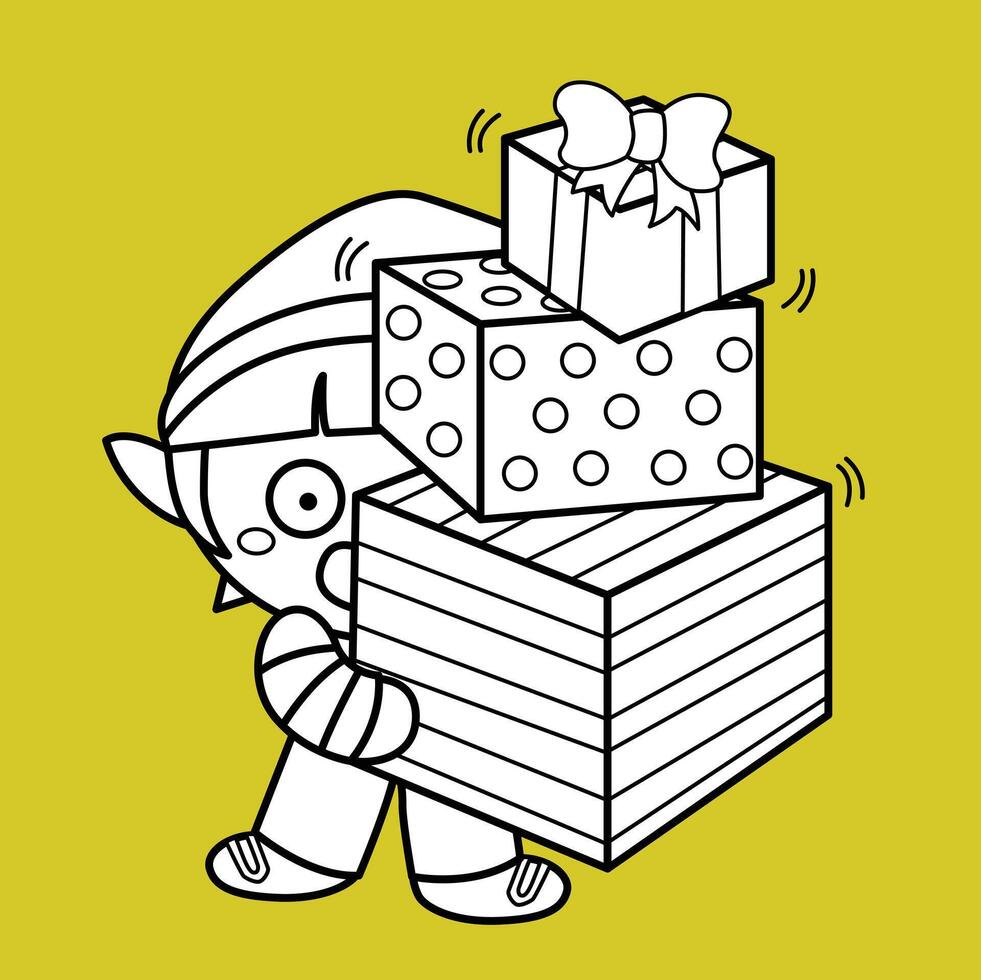 ECute lf Workshop Character Christmas Kids Costume Cartoon Digital Stamp Outline vector