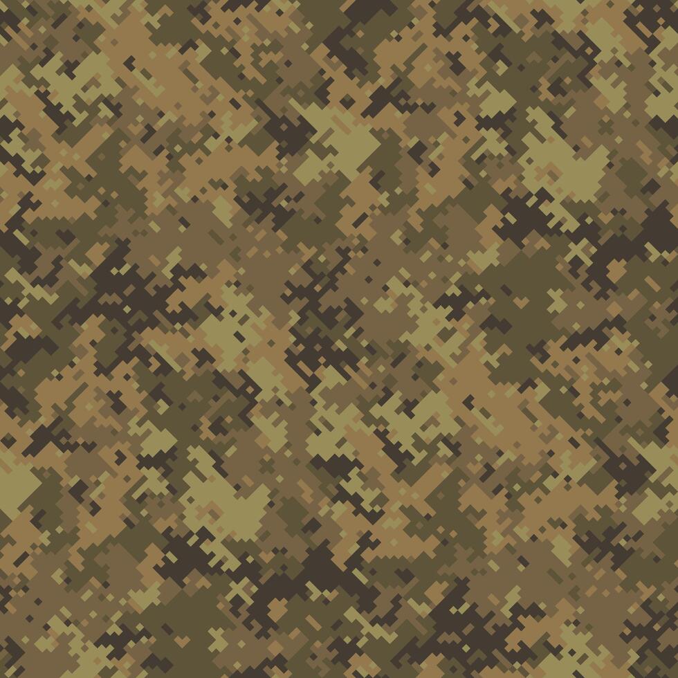 Abstract digital camouflage pattern. Earthy tones create a seamless texture ideal for backgrounds, textiles, or militarythemed designs. vector
