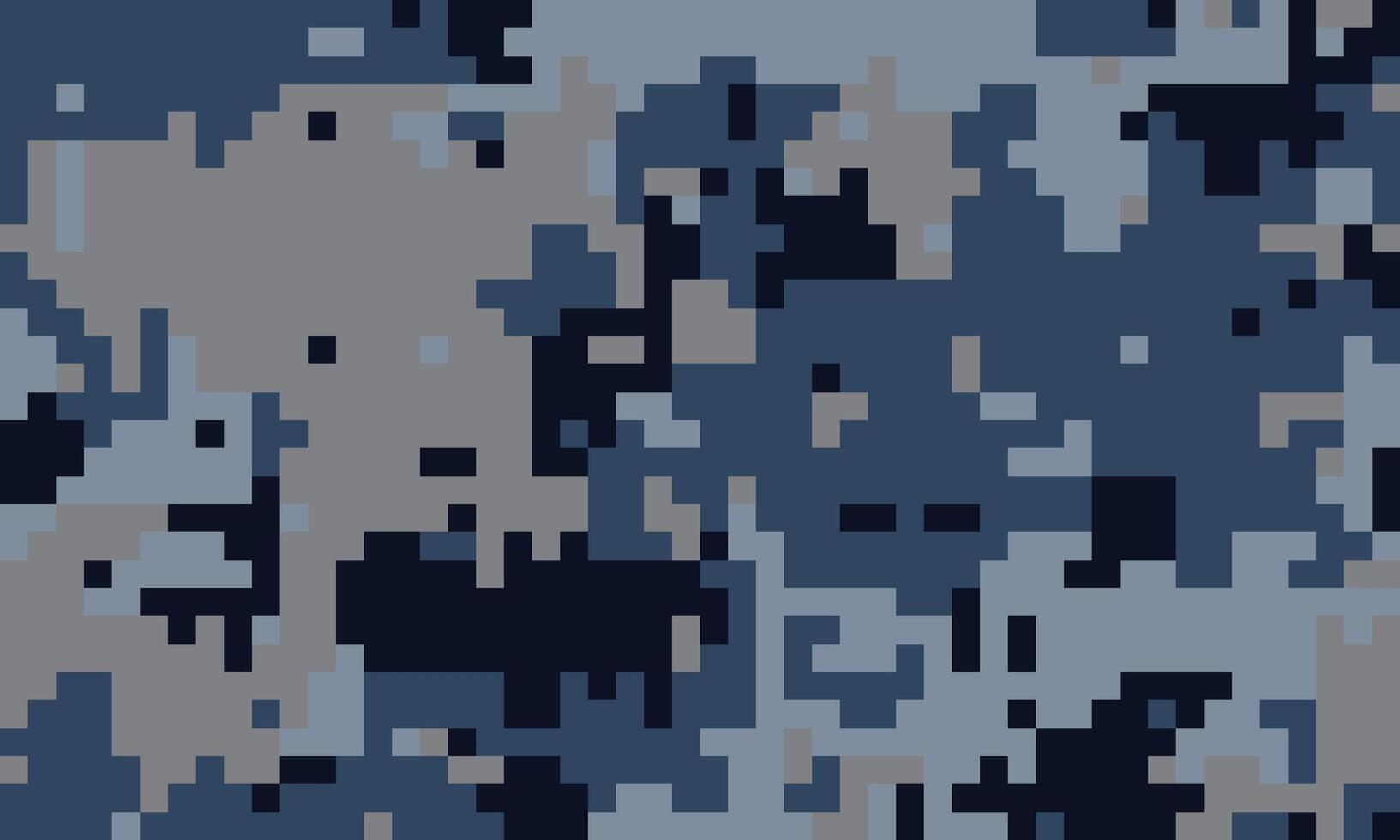 Abstract pixelated camouflage pattern in shades of blue and grey. Ideal for backgrounds, textiles, or digital art projects. Suggests concealment, mystery, or digital technology. vector