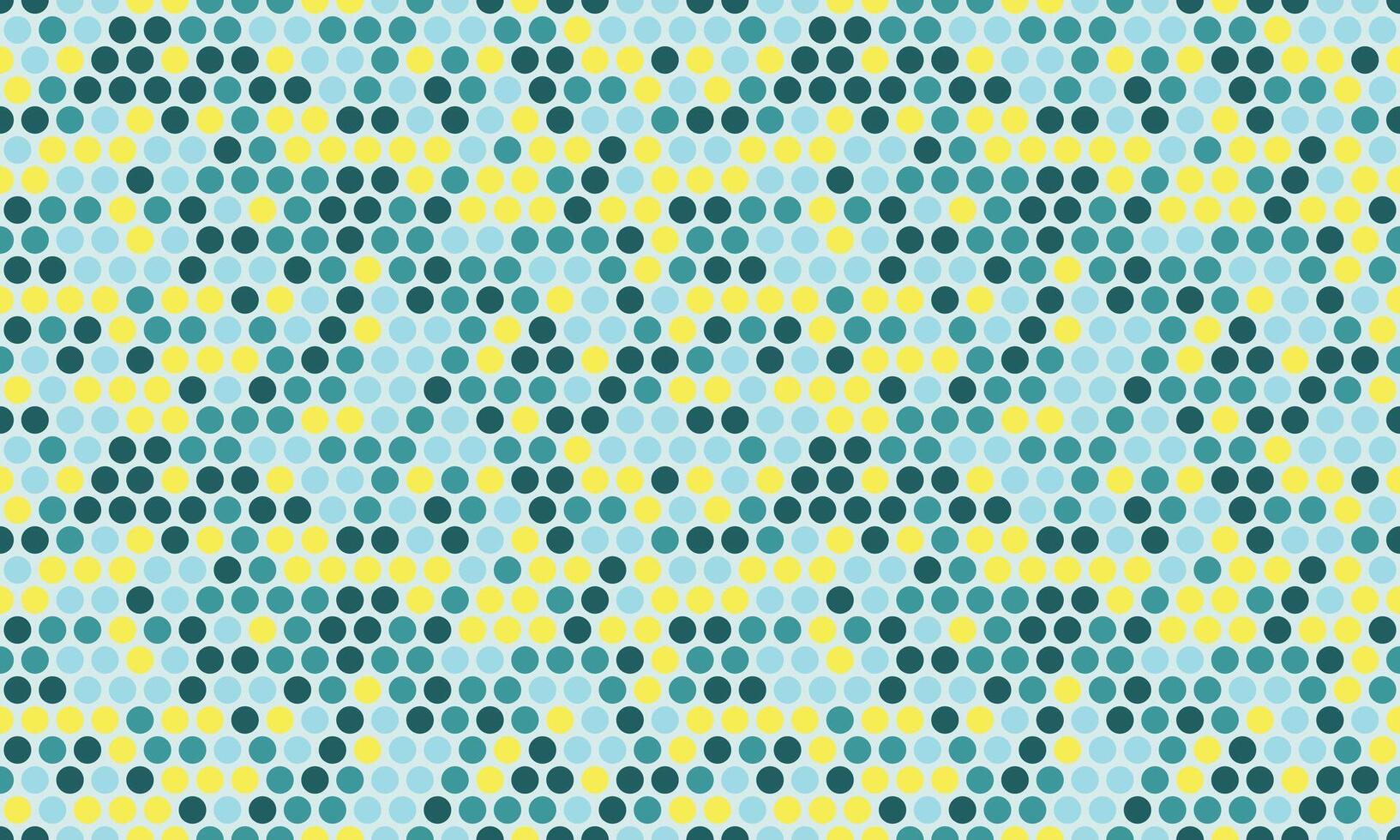 Abstract geometric pattern featuring teal, yellow, and light blue circles in a dynamic, repeating design. Ideal for backgrounds, textiles, website design, and vibrant branding projects. vector