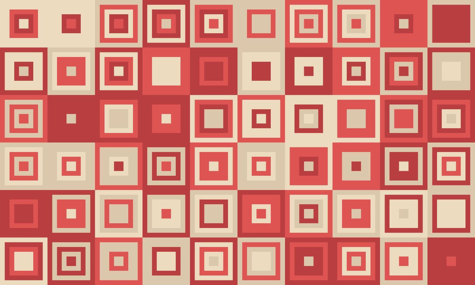 Abstract geometric pattern featuring a mosaic of nested squares in muted red and beige tones. Ideal for backgrounds, website design, or textile prints. vector