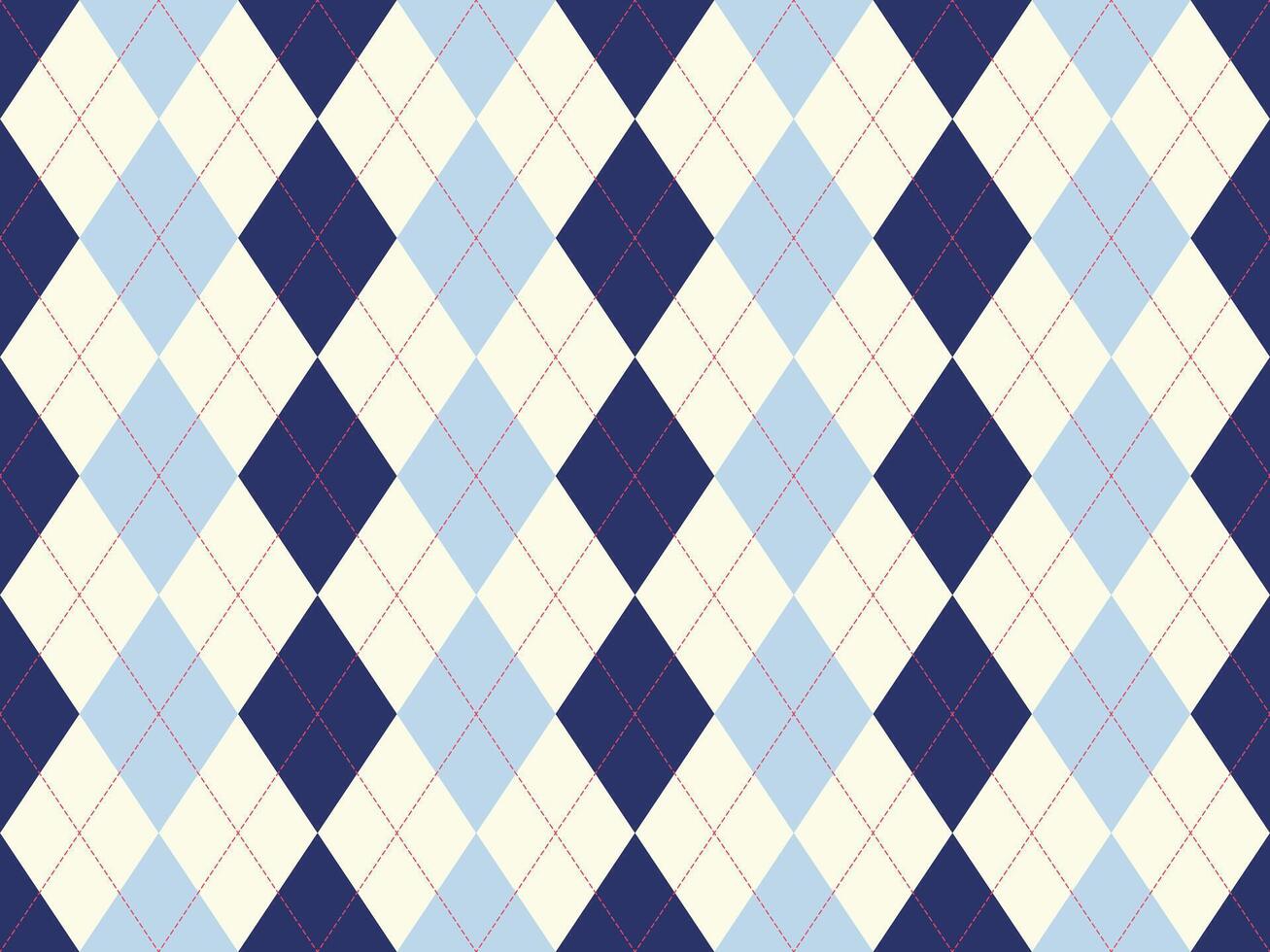 Elegant argyle pattern in navy blue, pale blue, and cream. Perfect for backgrounds, textiles, or branding projects. Clean, classic design evokes sophistication and tradition. vector