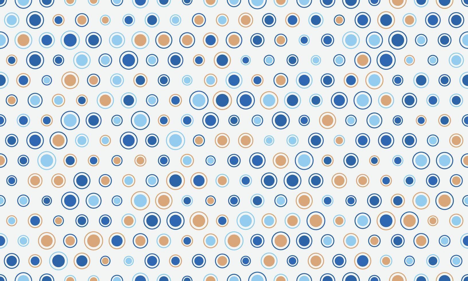 Abstract seamless pattern of blue and beige circles on a white background. Ideal for textile prints, website backgrounds, or playful branding. vector