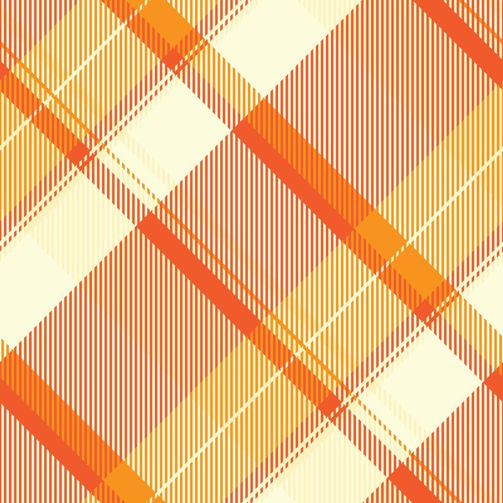 Fibre texture plaid, famous fabric background tartan. Give seamless textile pattern check in orange and light yellow colors. vector