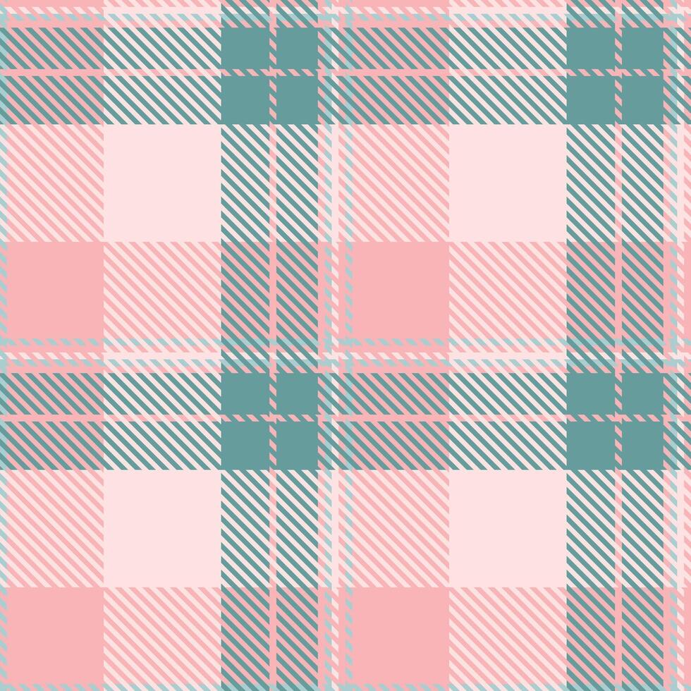 Delicate pink and teal plaid pattern. A seamless texture ideal for fashion, textile, and web design projects. Evokes feelings of softness, warmth, and femininity. vector