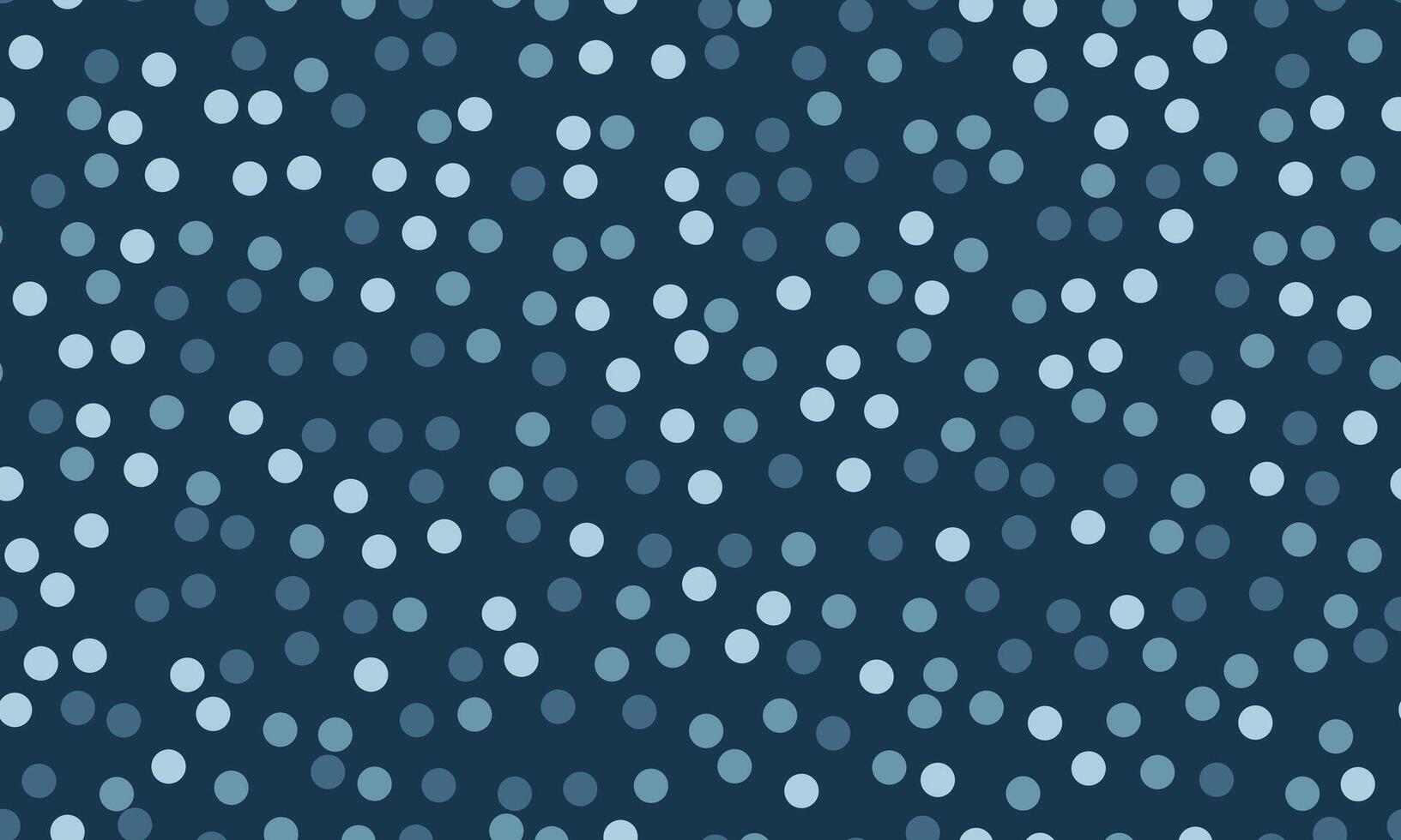 Abstract seamless pattern of scattered dots in varying shades of blue on a dark blue background. vector