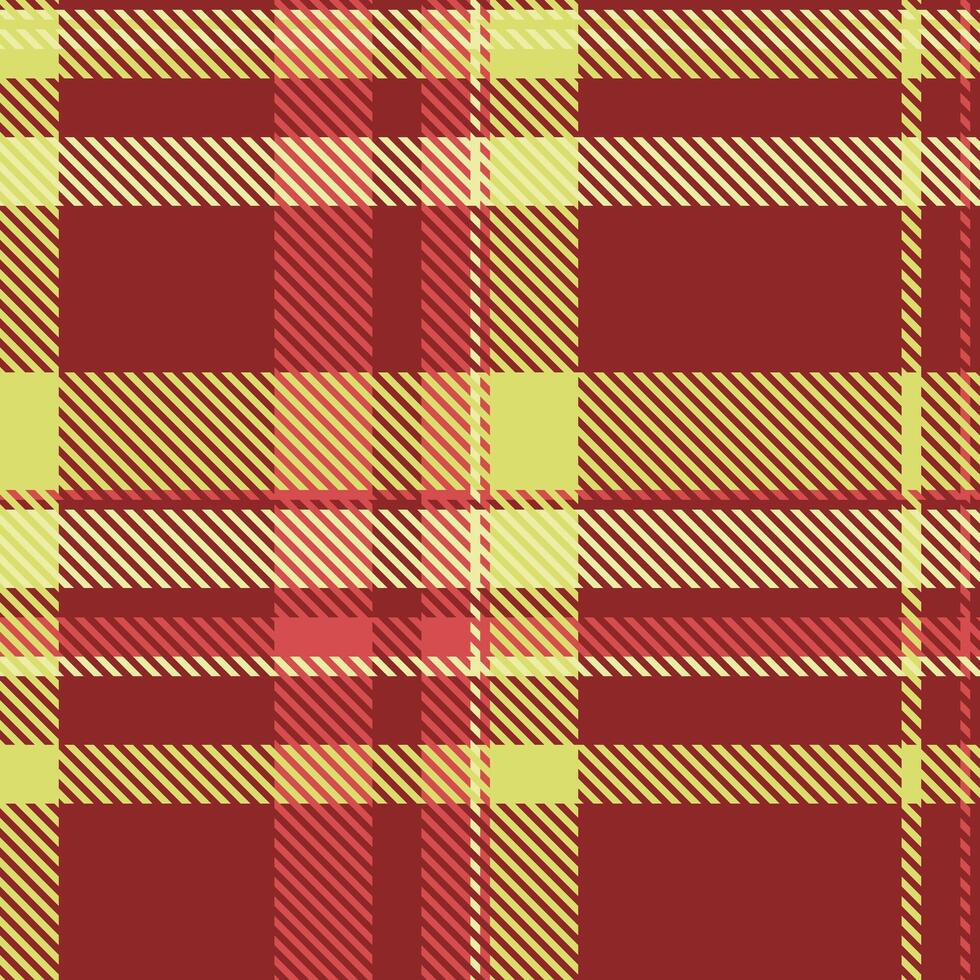 Vibrant red and yellow plaid pattern. Perfect for textile design, fashion, or website backgrounds. This seamless texture offers a warm, inviting aesthetic, ideal for autumn or fall themes. vector