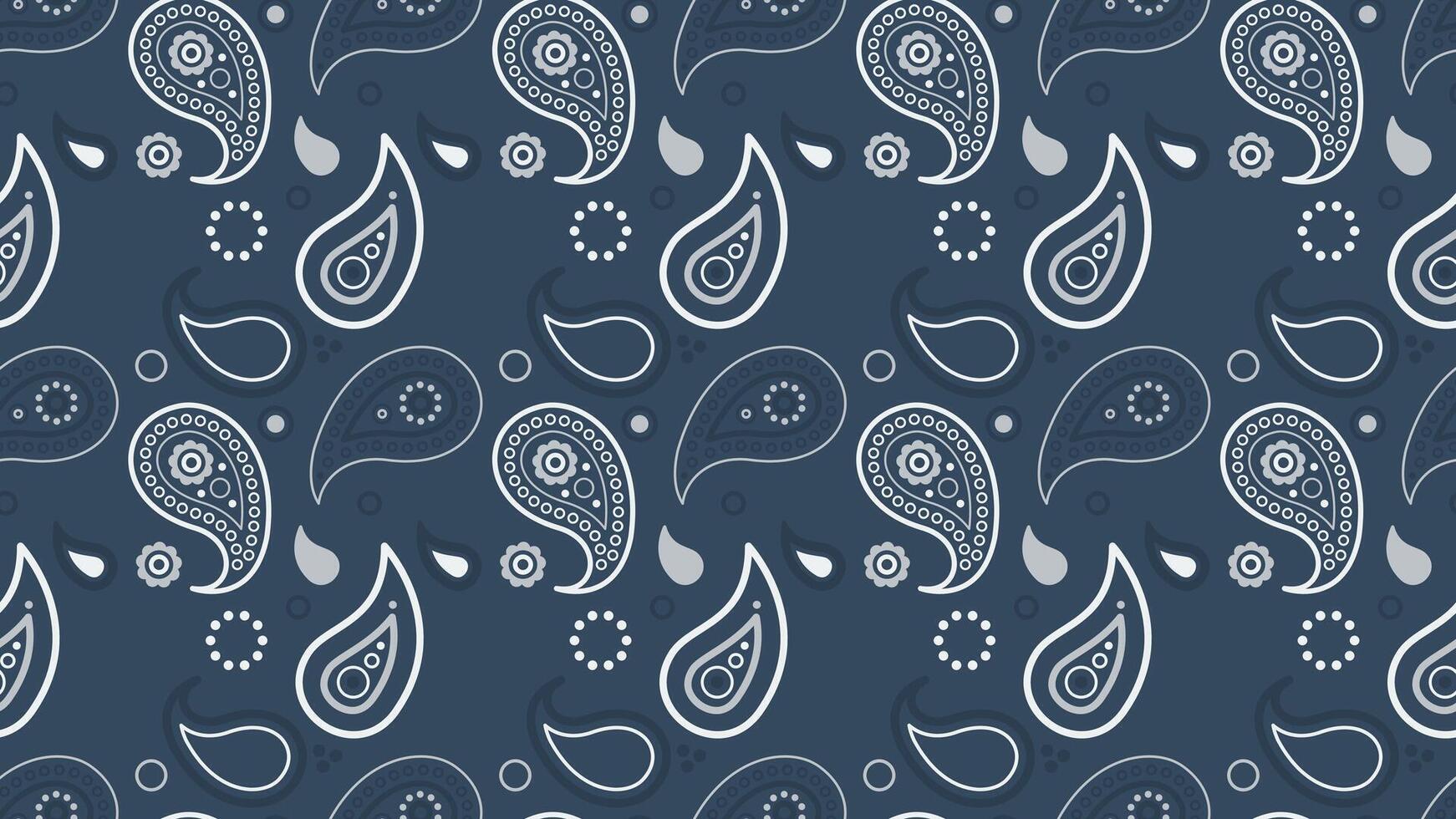 A blue and white paisley pattern on a dark background vector