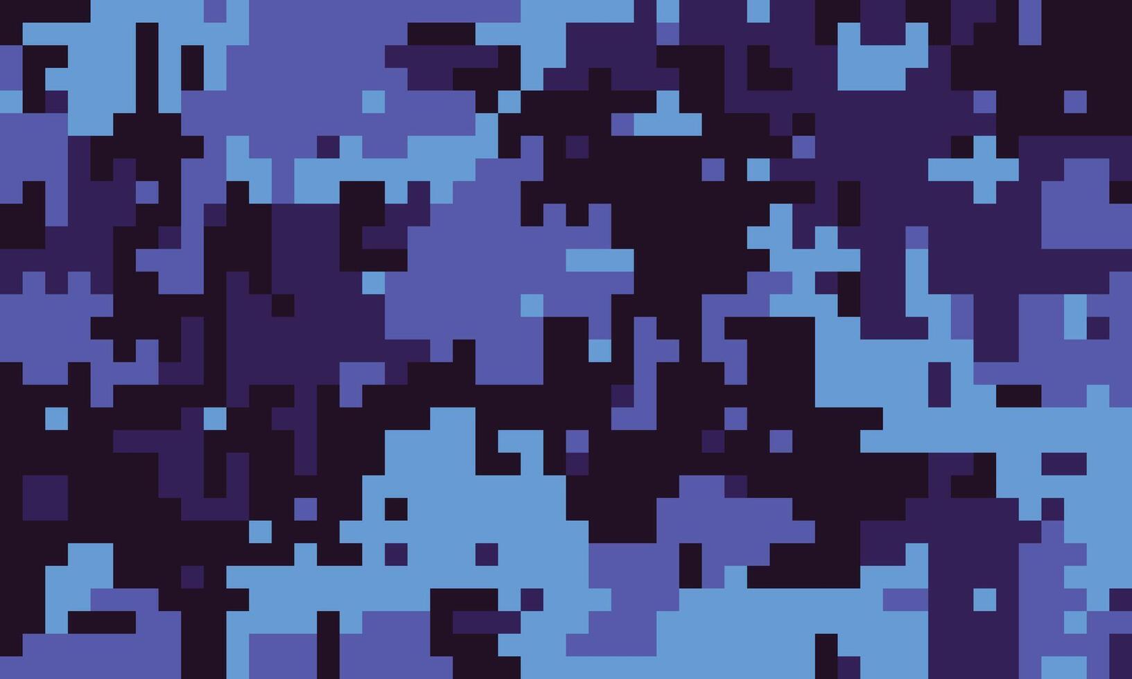 Abstract pixelated camouflage pattern in shades of blue and purple. Ideal for backgrounds, textiles, or digital projects needing a modern, techinspired aesthetic. vector