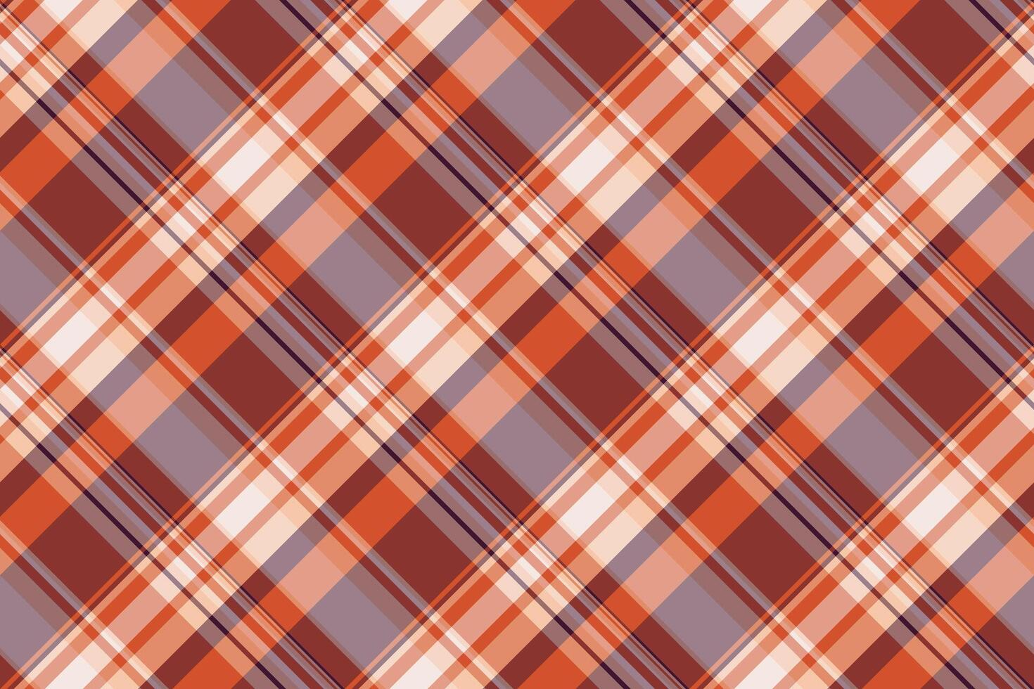 Girly tartan texture, grungy check textile seamless. Thin plaid fabric background pattern in red and pastel colors. vector