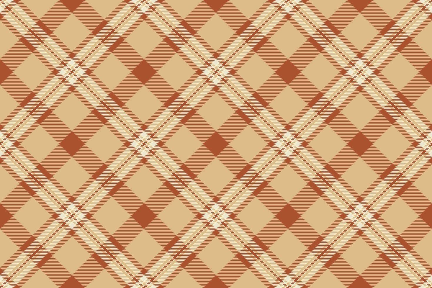 Table cloth plaid check fabric, square background texture pattern. Reel tartan seamless textile in burly wood and orange colors. vector