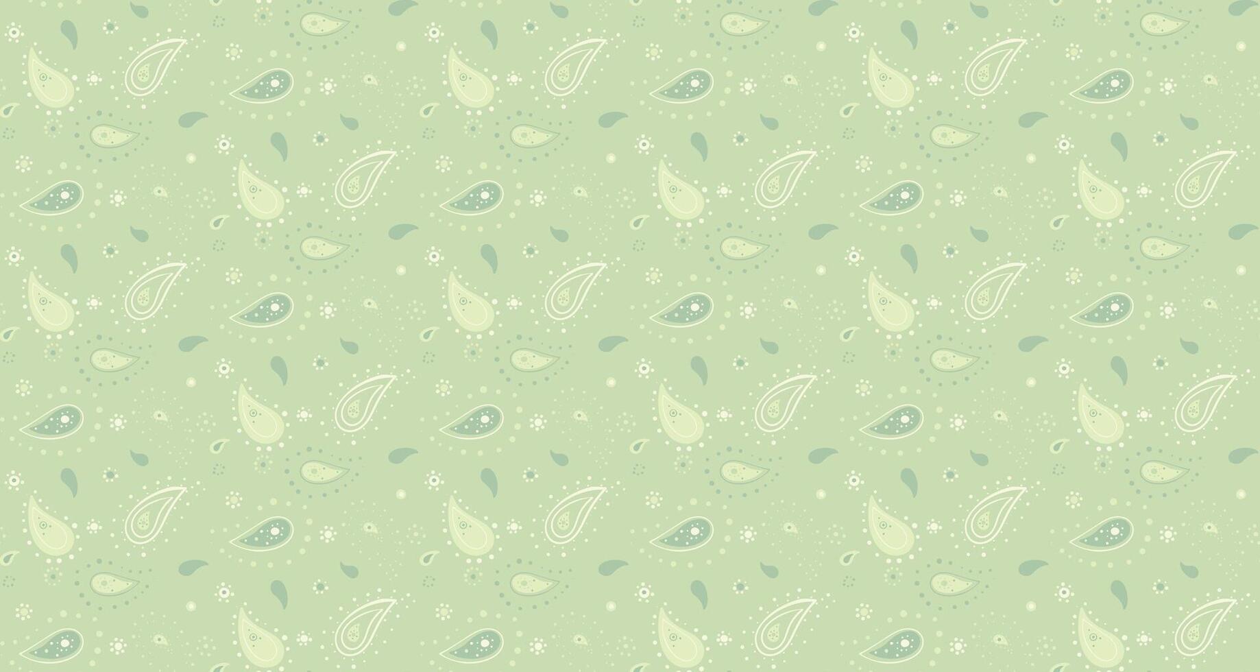 A green and white paisley pattern with dots vector