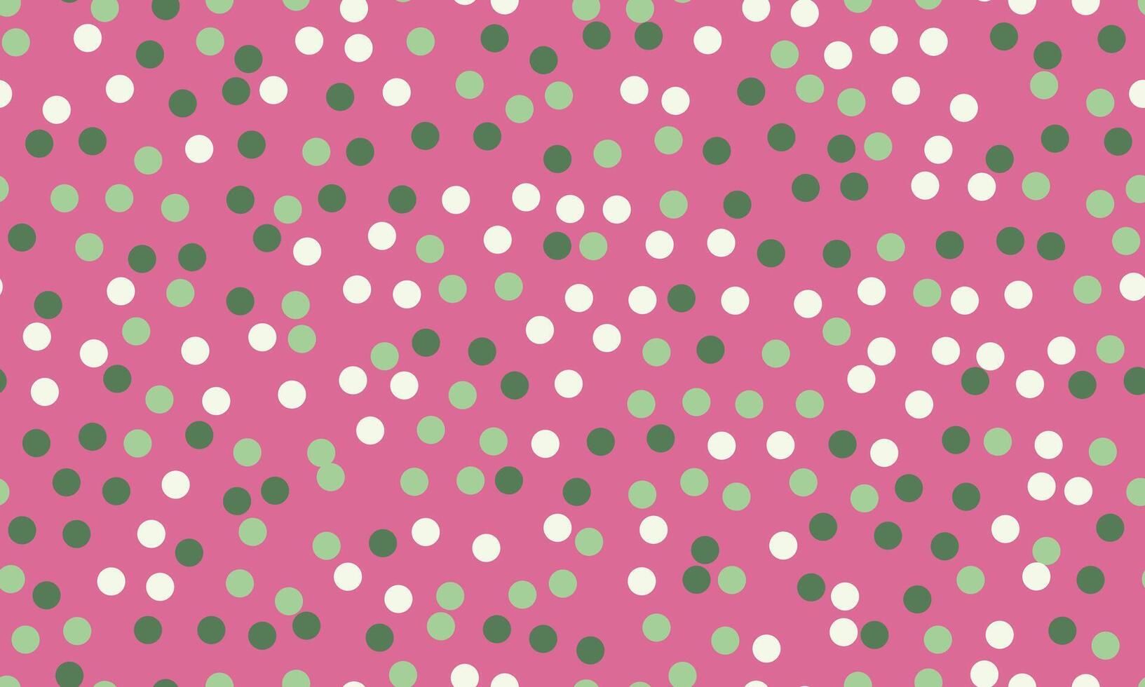 Joyful pink background scattered with green and white polka dots. Perfect for celebratory designs, packaging, textiles, or website backgrounds. vector