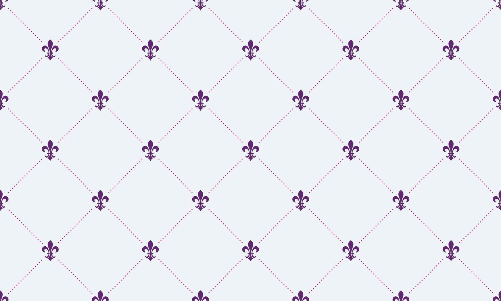 A purple and white background with a pattern of fleur de lys vector