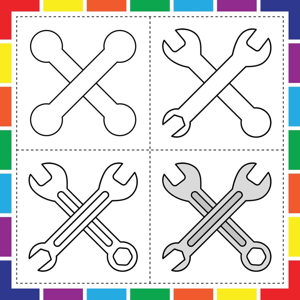 Easy Wrench Drawing Tutorial for Young Artists vector