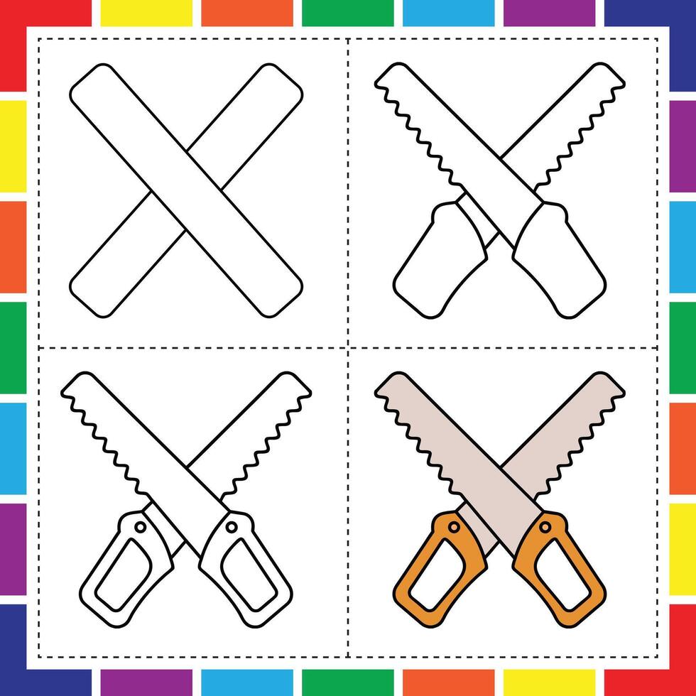 Learn to Draw a Saw Fun and Simple for Children vector
