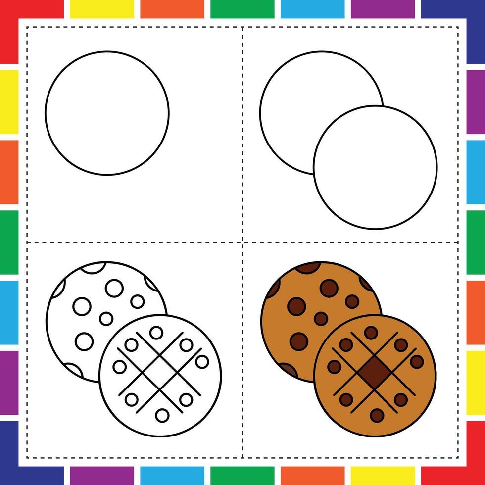 Learn to Draw a Cookie Sweet and Simple for Kids vector