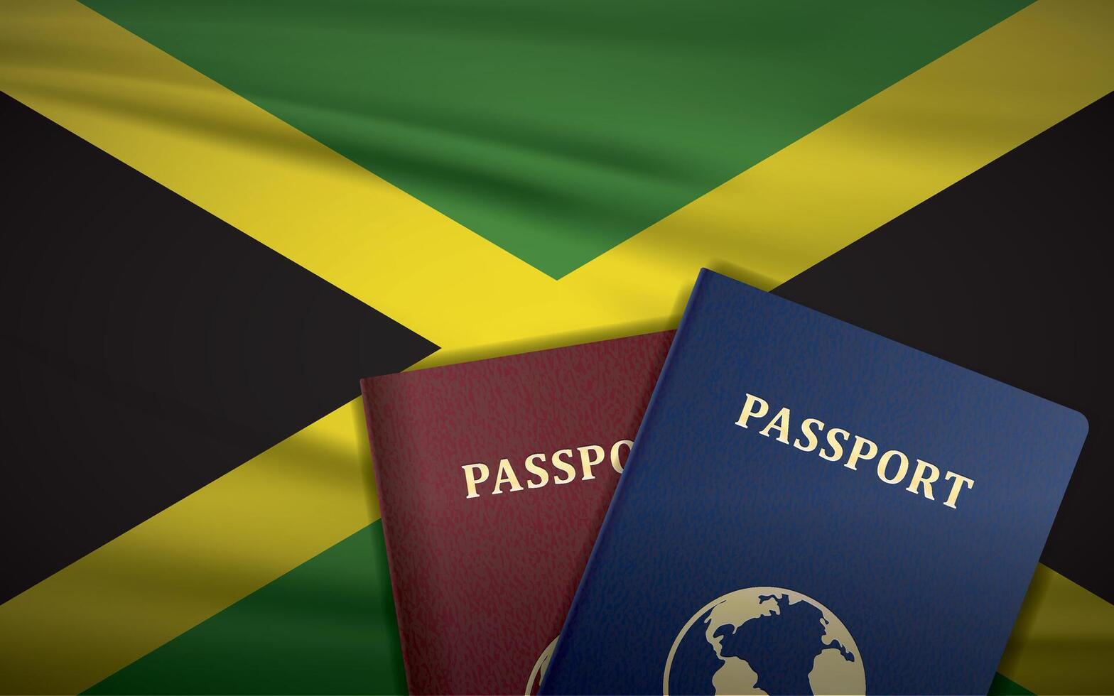 Passports on Jamaican flag vector