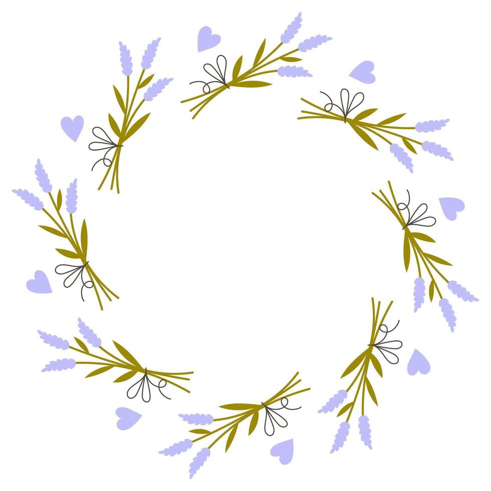 Lavender Circle Frame with Heart Shapes vector