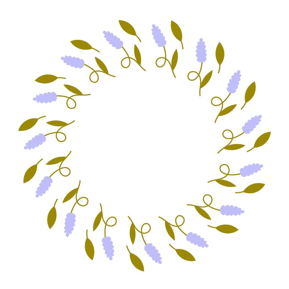 Lavender Floral Circle Frame vector