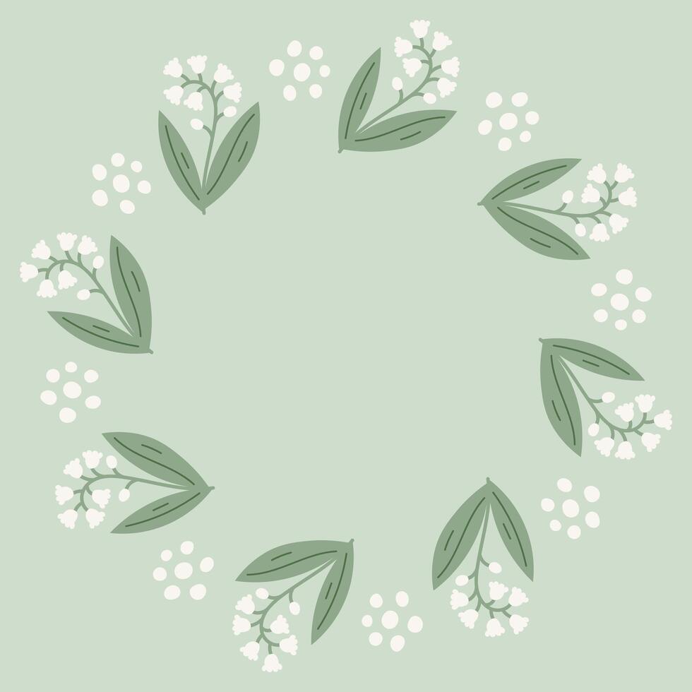 Elegant Lily of the Valley Wreath vector