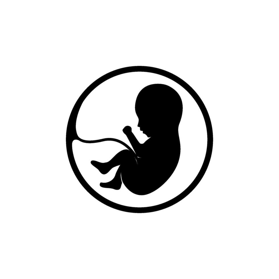 black silhouette of baby fetus icon design vector