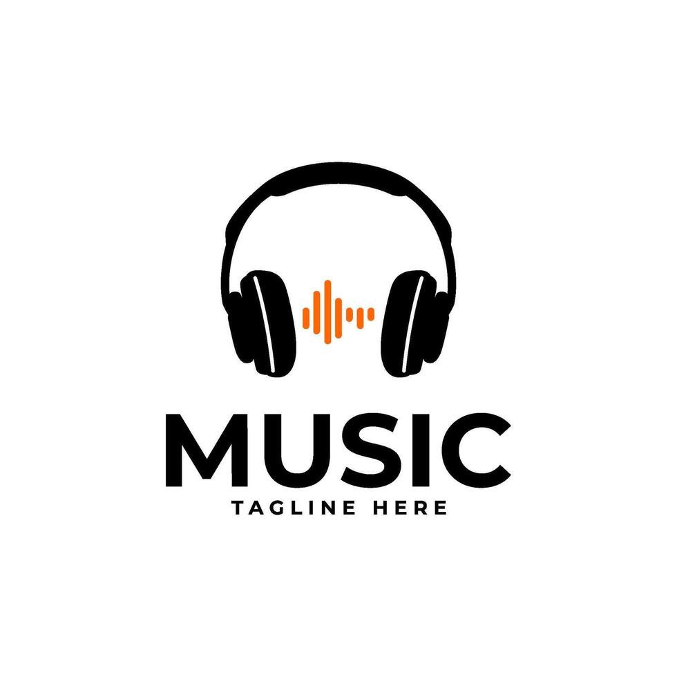 music headphone logo design vector