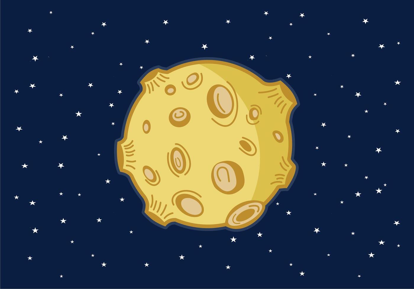 cartoon moon in space with stars vector