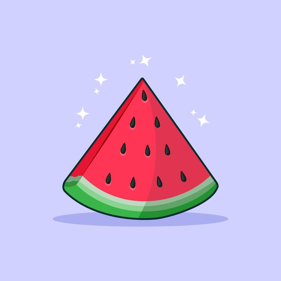 cute illustration watermelon slice vector