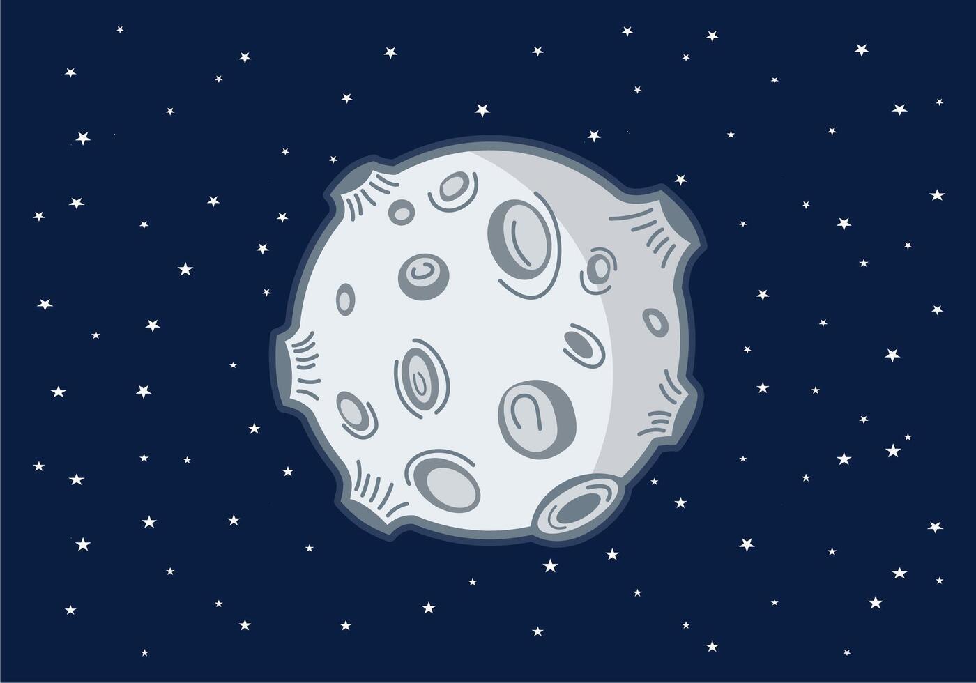 moon in dark space cartoon illustration vector
