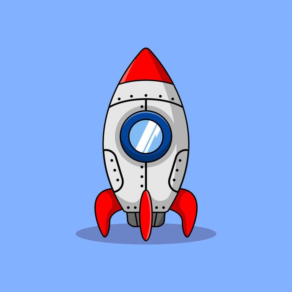 cartoon rocket spaceship standing upright vector