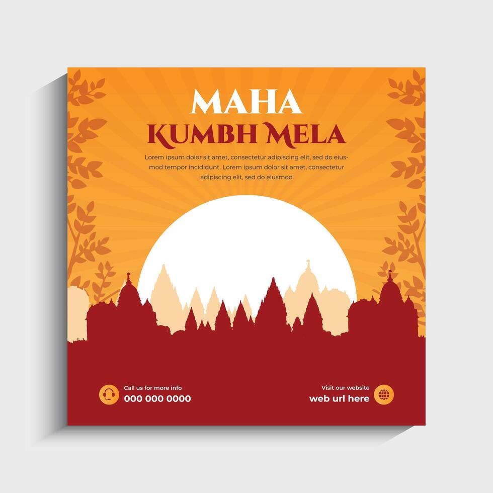 Maha Kumbh Mela Social Media Post Banner Template vector