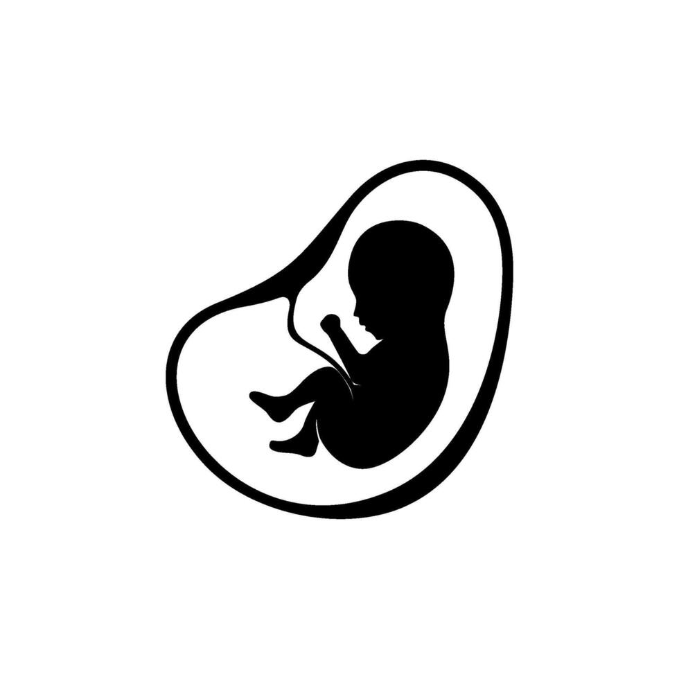 icon silhouette of a baby in the womb vector