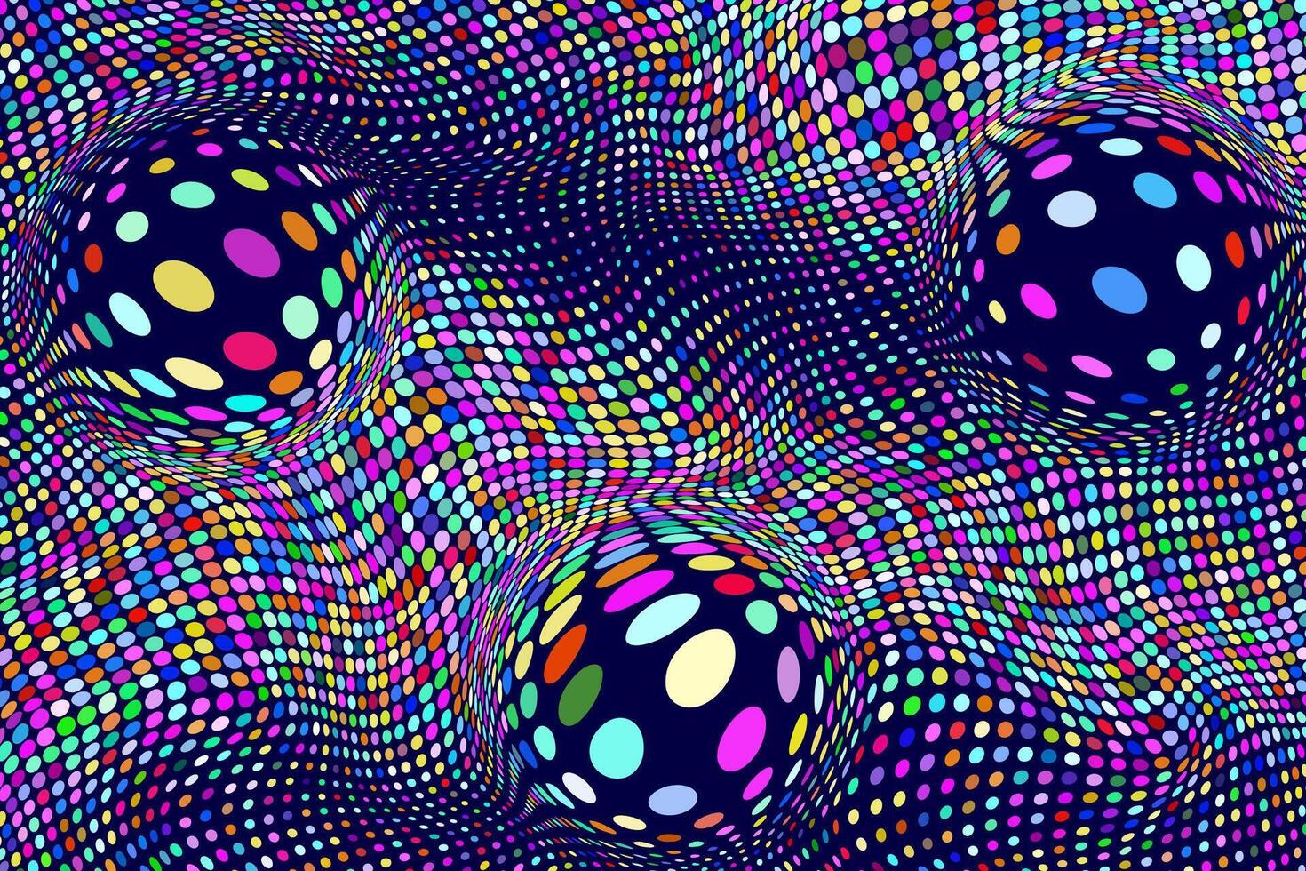Colorful textured pattern with spheres and dots, creating an optical illusion vector